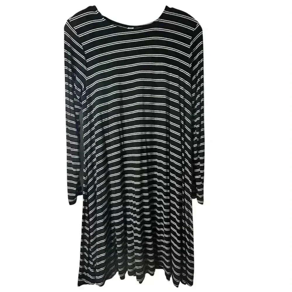 Old Navy Women's Striped Long Sleeve Knee‎ Length T-Shirt Dress M